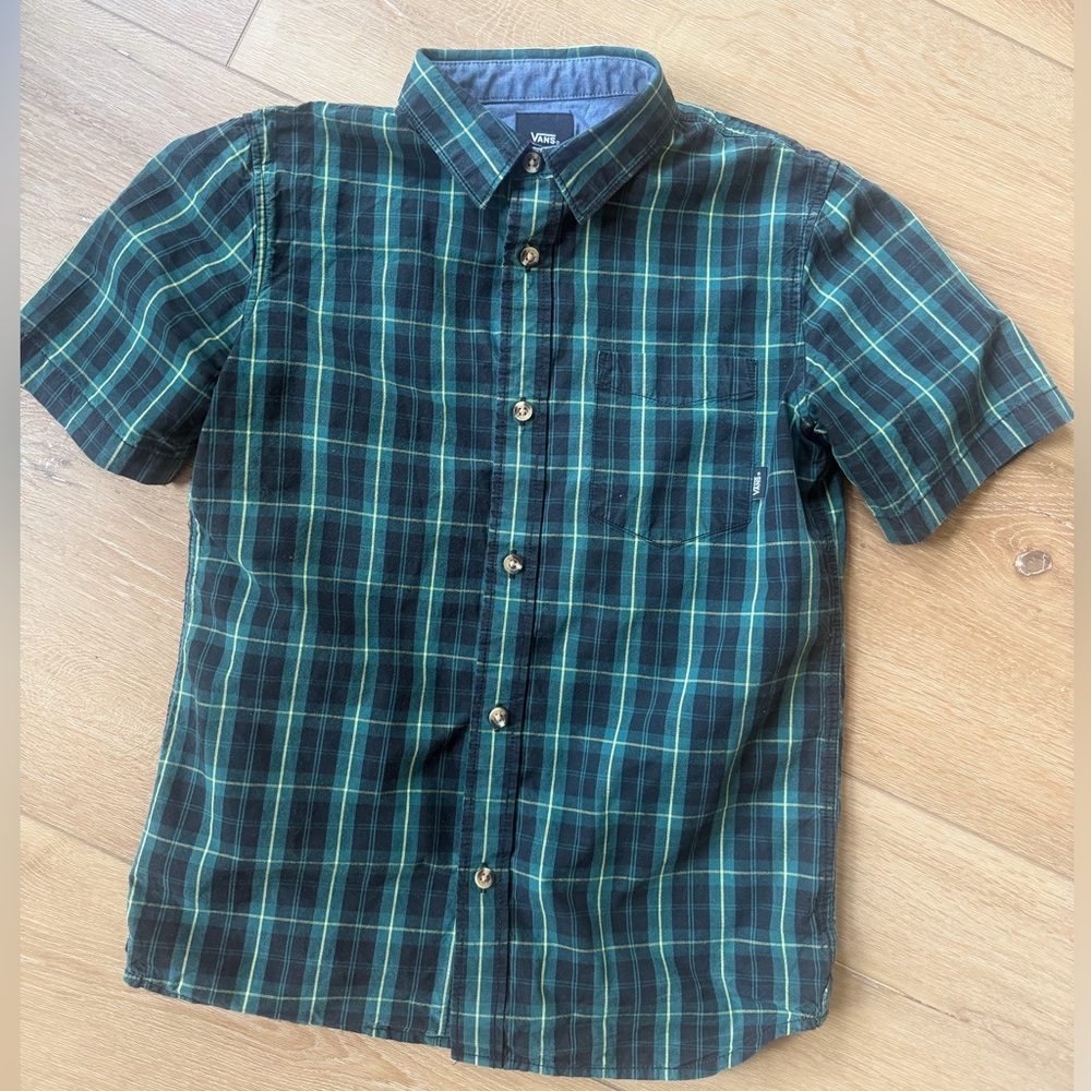 Vans boys Casual Green Checkered Shirt